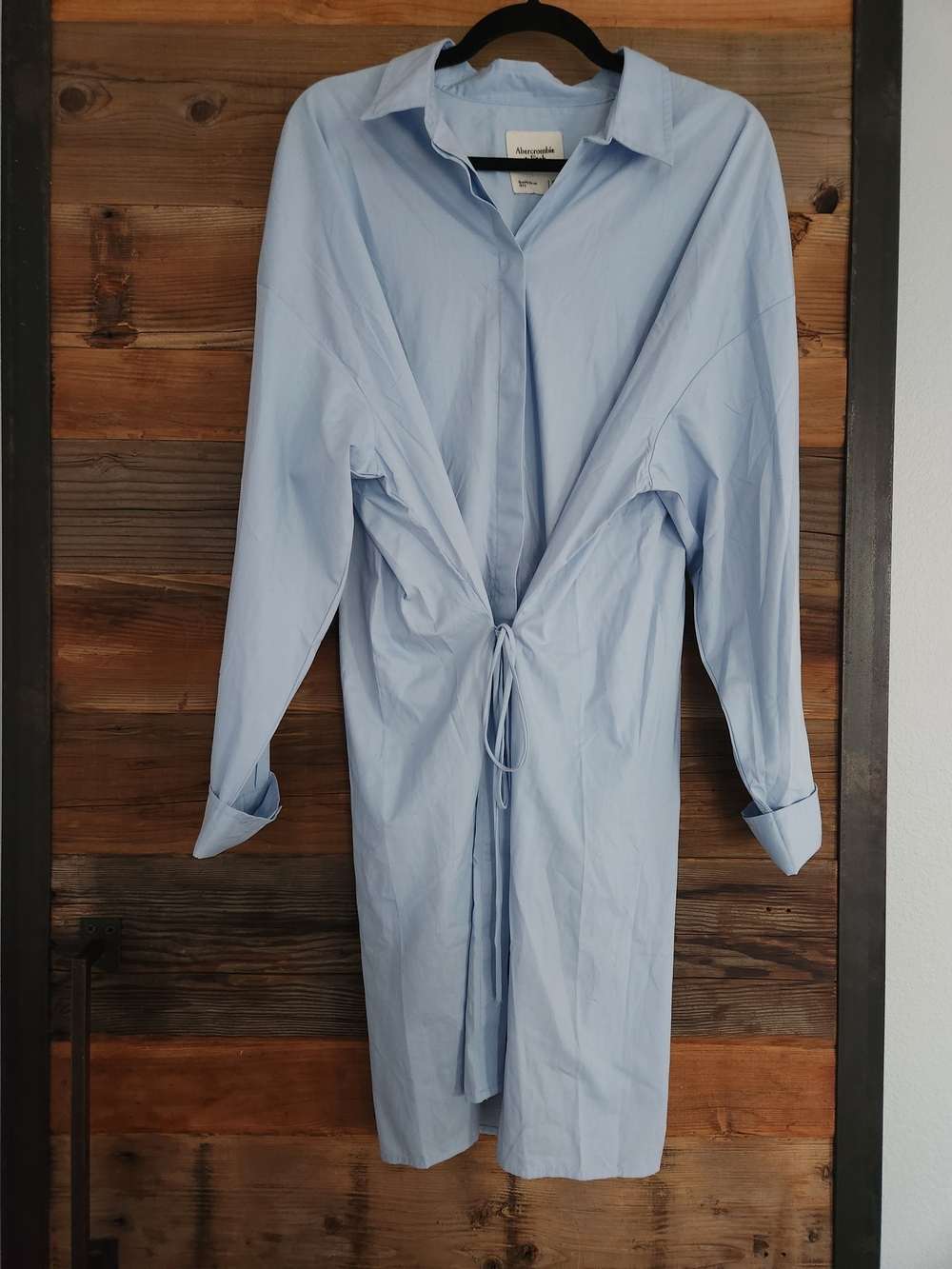 NWOT Abercrombie blue long sleeve cotton poplin shirt dress XL - Picture 2 of 4
